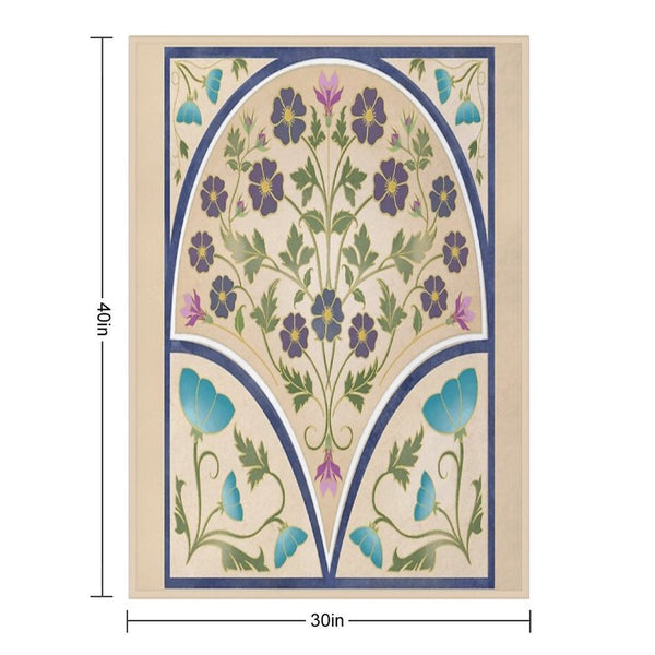 Art Nouveau Morning Glory Garden Plush Throw Blanket