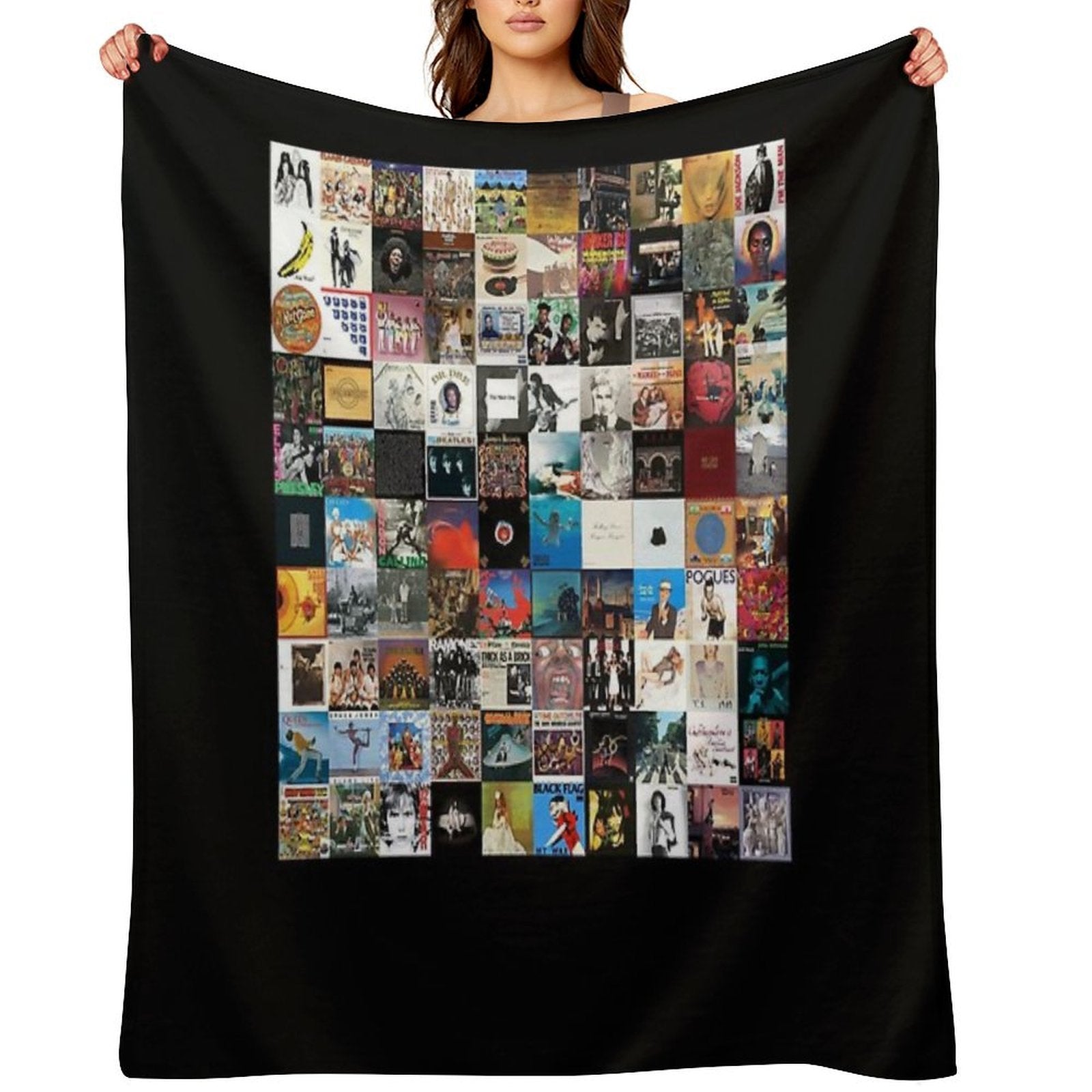 Greatest Album Collage Classic Sustainable Throw Blanket