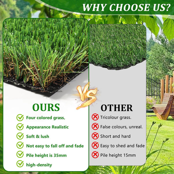 3FTX5FT Outdoor Artificial Grass Runway Blanket, Thick and Realistic Fake Grass Roll Decoration 1.38 