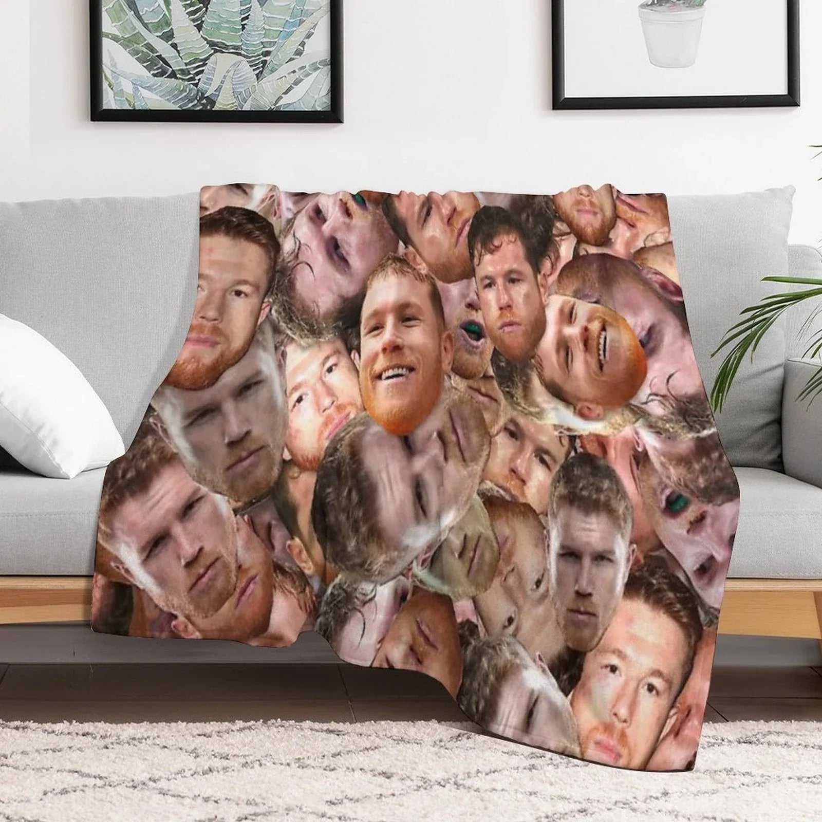 Canelo Álvarez - Boxing Face Pattern Throw Blanket