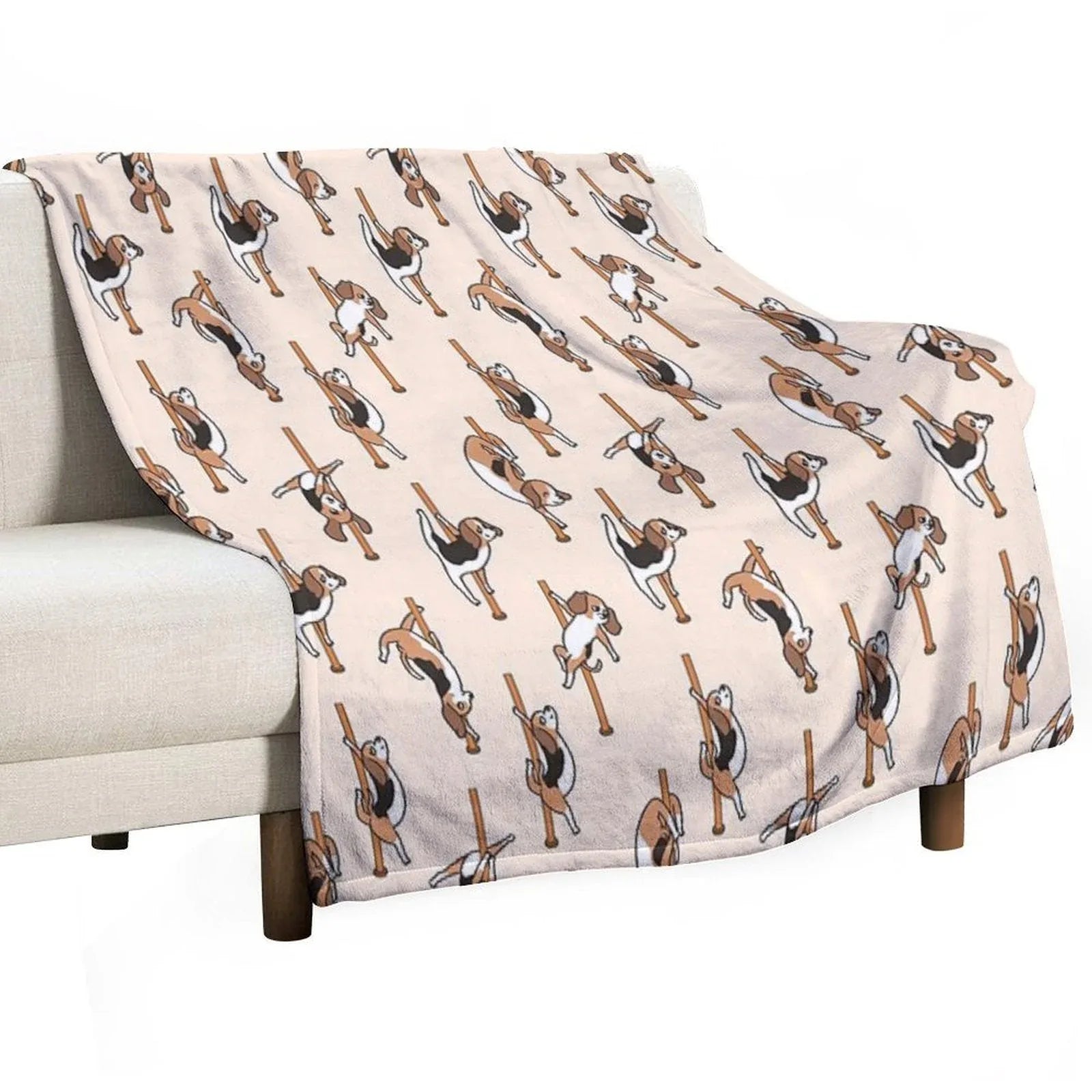 Beagle Pole Dancing Club Throw Blanket