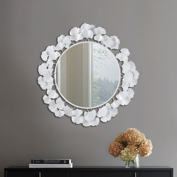 Eden Gingko Leaf Round Wall Mirror 30.5” Martha Stewart