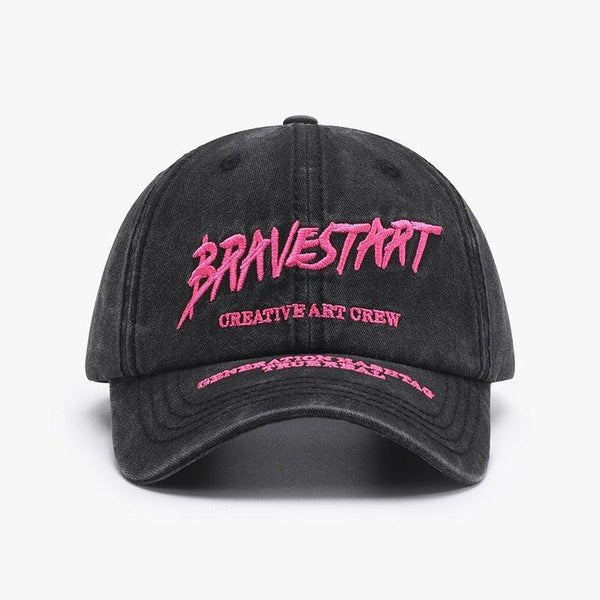 Fashionable Outdoor Versatile Curved Brim Letter Embroidery Men's Flat Tongue Hat Show Face Small Washed Women's Simple Baseball Hat Fashion