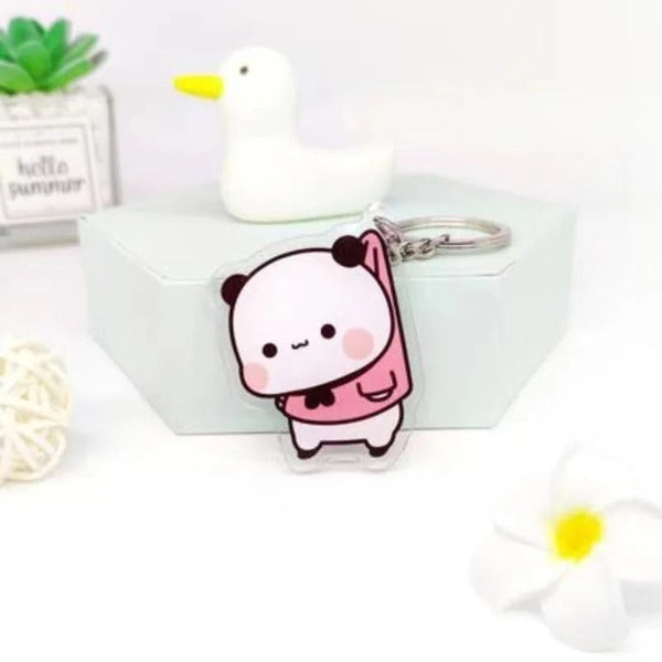 Cute cartoon Bubudu Giant Panda Pendant Keychain Car Key Acrylic Backpack Keychain Pendant