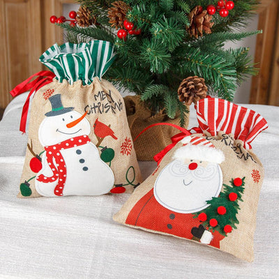 Christmas decorations, burlap gift bags, candy bags, apple bags, cartoon Christmas gift bags