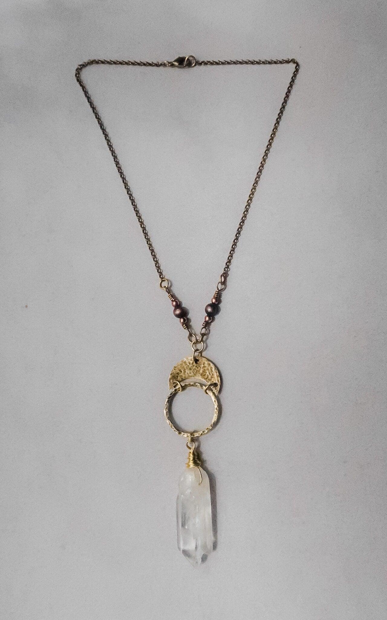 Brass Quartz Necklace — For Focus and Calm | By Blackbird & Sage