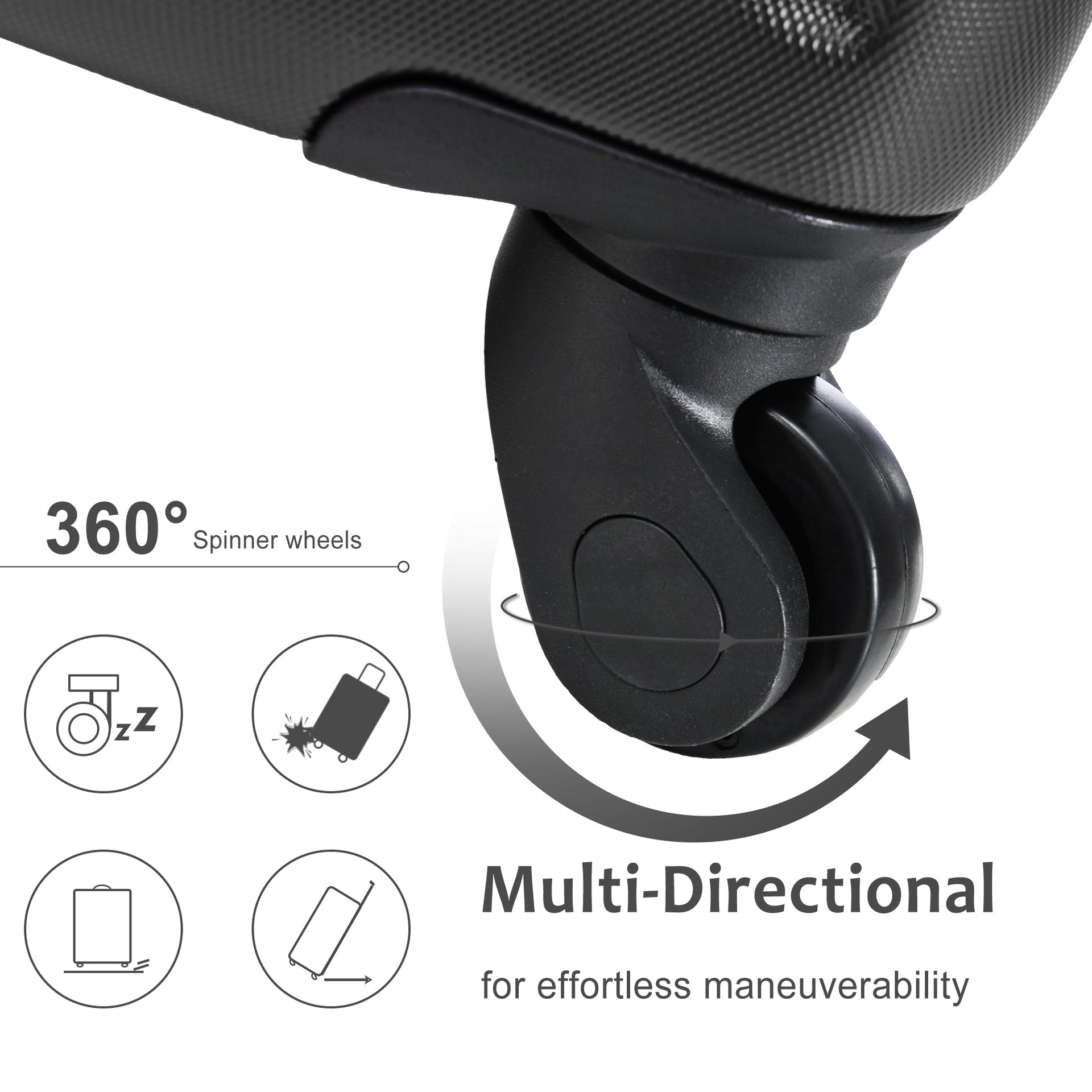 Hardshell Luggage Spinner Suitcase with TSA Lock Lightweight 20'' (Single Luggage) Black + ABS + 20 Inch Carry On