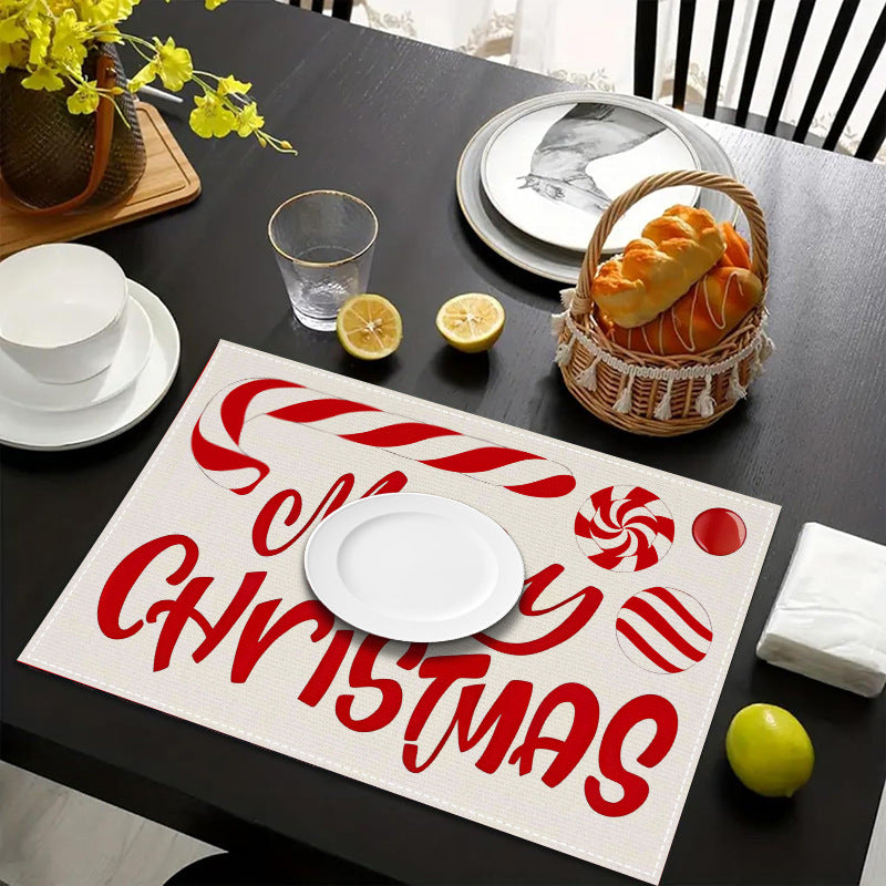 Christmas meal mat linen candy letter printed table mat living room dining table decoration insulation mat