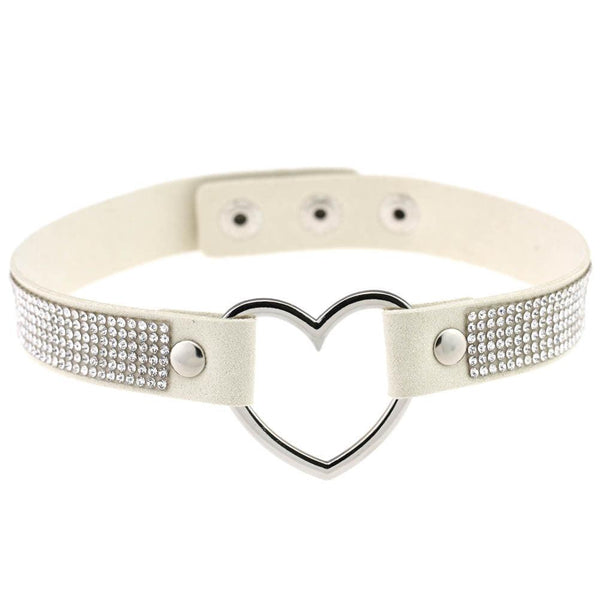 Japan's Harajuku Soft Girl Black Rhinestone Peach Heart Love-Shaped Collar Women's Neck Strap Collarbone Necklace Short