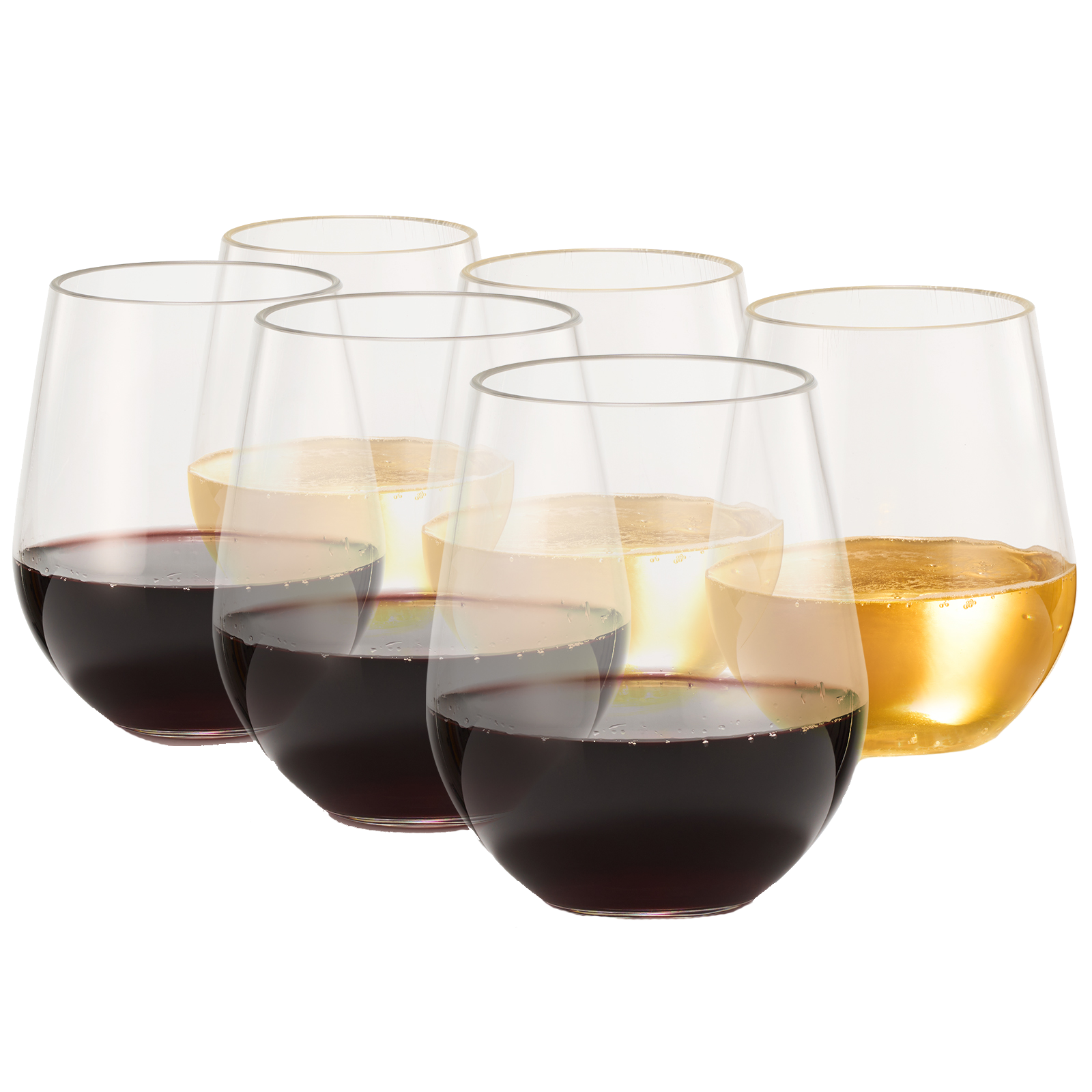 European Style Unbreakable Elegant Acrylic Stemless Wine Glasses 15 oz | Set of 6 | 100% Tritan Shatterproof BPA-free Reusable Plastic Glassware, Perfect For Homes & Bars | Dishwasher-Safe, Clear