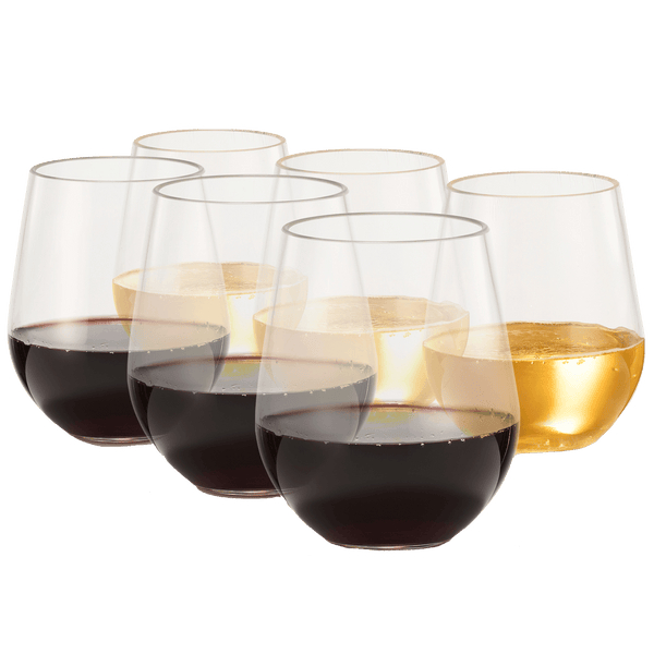 European Style Unbreakable Elegant Acrylic Stemless Wine Glasses 15 oz | Set of 6 | 100% Tritan Shatterproof BPA-free Reusable Plastic Glassware, Perfect For Homes & Bars | Dishwasher-Safe, Clear