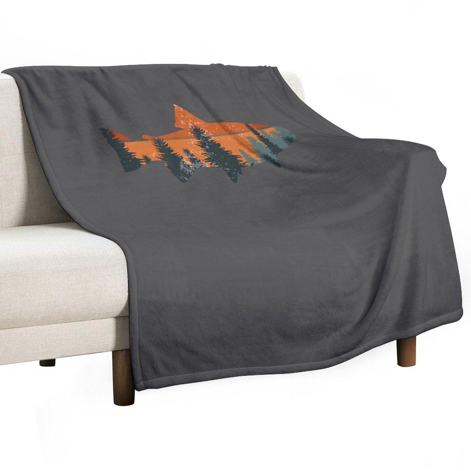 Trout Fly Fishing Nature Outdoor Fisherman Gift Throw Blanket
