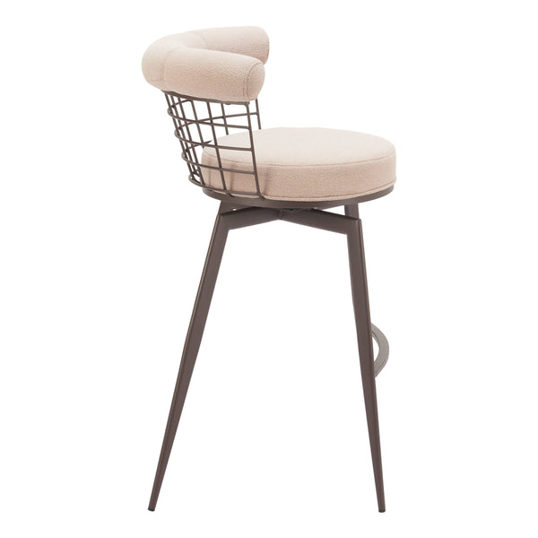Saku Swivel Barstool Beige & Brown