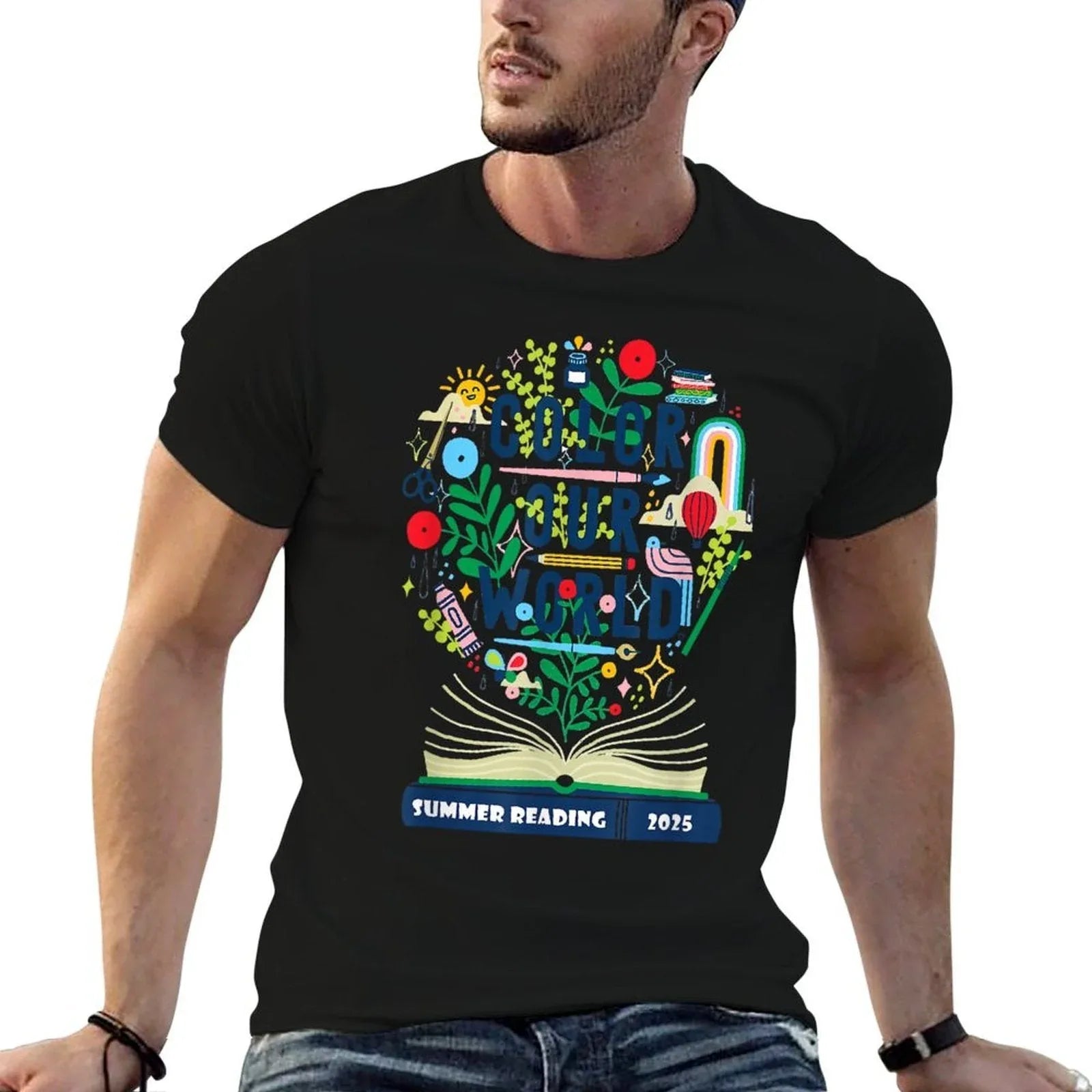 Color Our World Summer Reading 2025 Boho Wildflower Book  Relaxed-fit T-Shirt