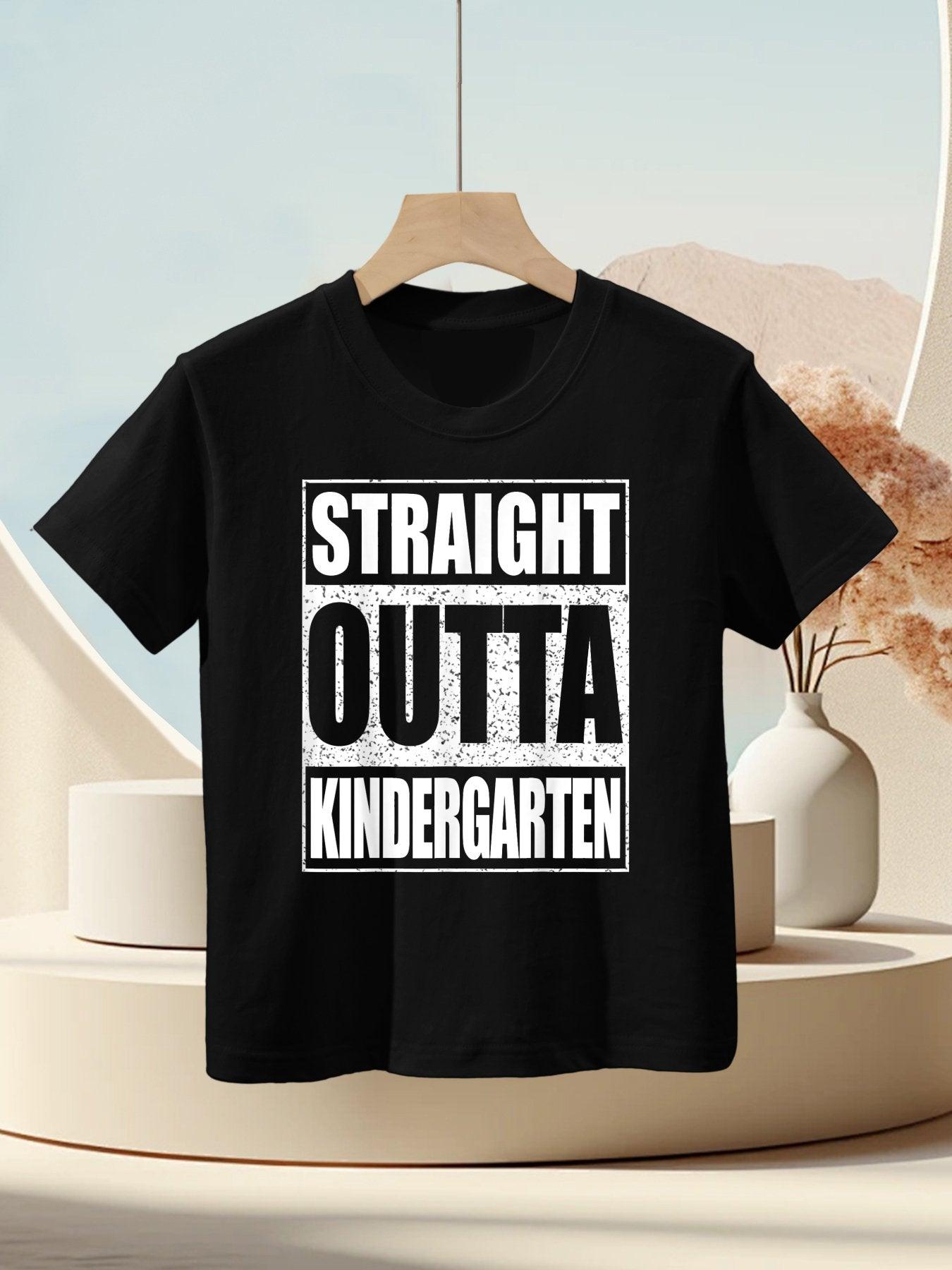 Straight Outta Kindergarten Boy Girl Graduation Kids T-Shirt