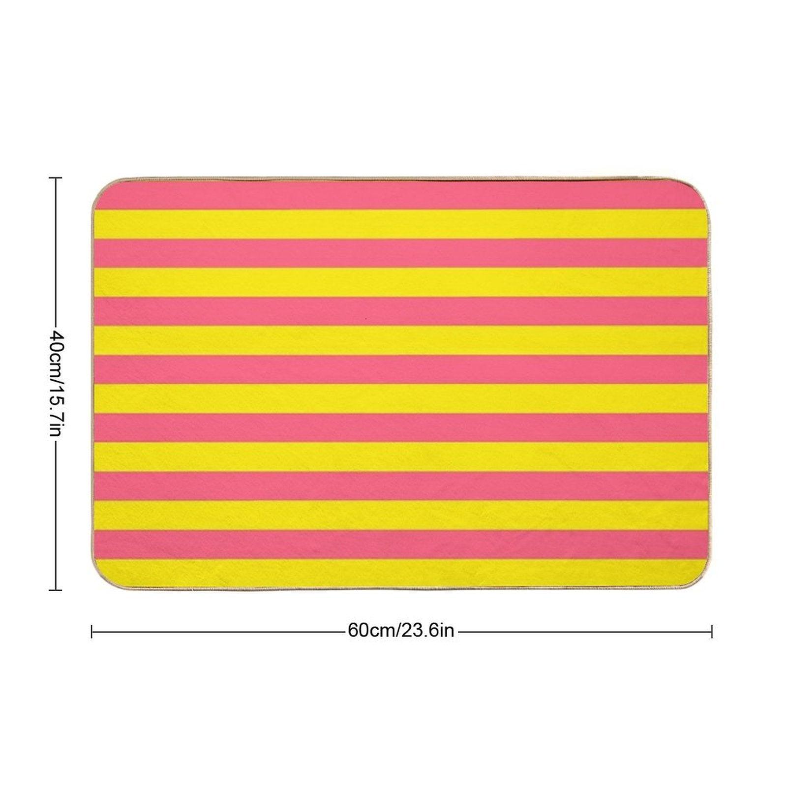 Yellow Pink Stripes Bath Mat