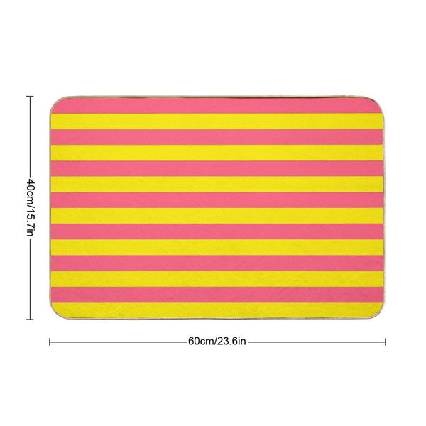 Yellow Pink Stripes Bath Mat