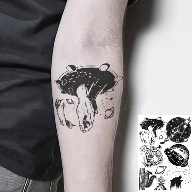 57 Sheets Temporary Tattoo Stickers Set Waterproof Temporary Tattoo Waist Arm Modern Stylish Big Black Tattoos For Womens Mens