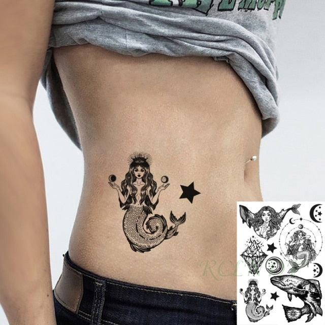 57 Sheets Temporary Tattoo Stickers Set Waterproof Temporary Tattoo Waist Arm Modern Stylish Big Black Tattoos For Womens Mens