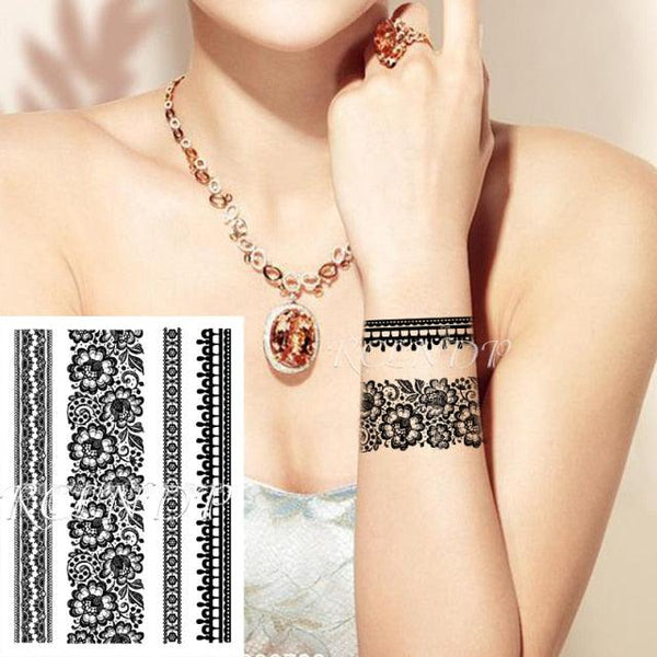 57 Sheets Temporary Tattoo Stickers Set Waterproof Temporary Tattoo Waist Arm Modern Stylish Big Black Tattoos For Womens Mens