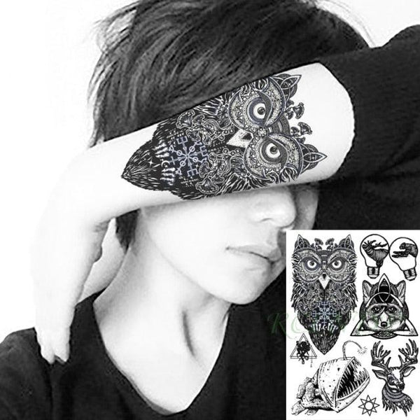 57 Sheets Temporary Tattoo Stickers Set Waterproof Temporary Tattoo Waist Arm Modern Stylish Big Black Tattoos For Womens Mens