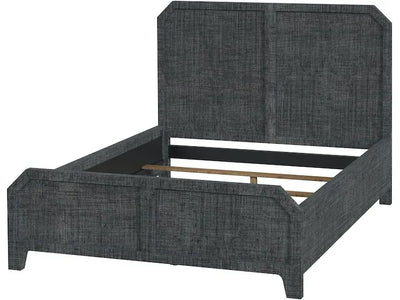 Bar Harbor Queen Raffia Panel Bed in Gray