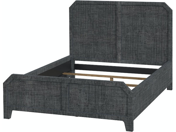 Bar Harbor Queen Raffia Panel Bed in Gray