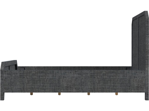 Bar Harbor Queen Raffia Panel Bed in Gray