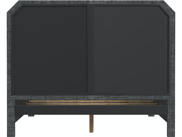 Bar Harbor Queen Raffia Panel Bed in Gray