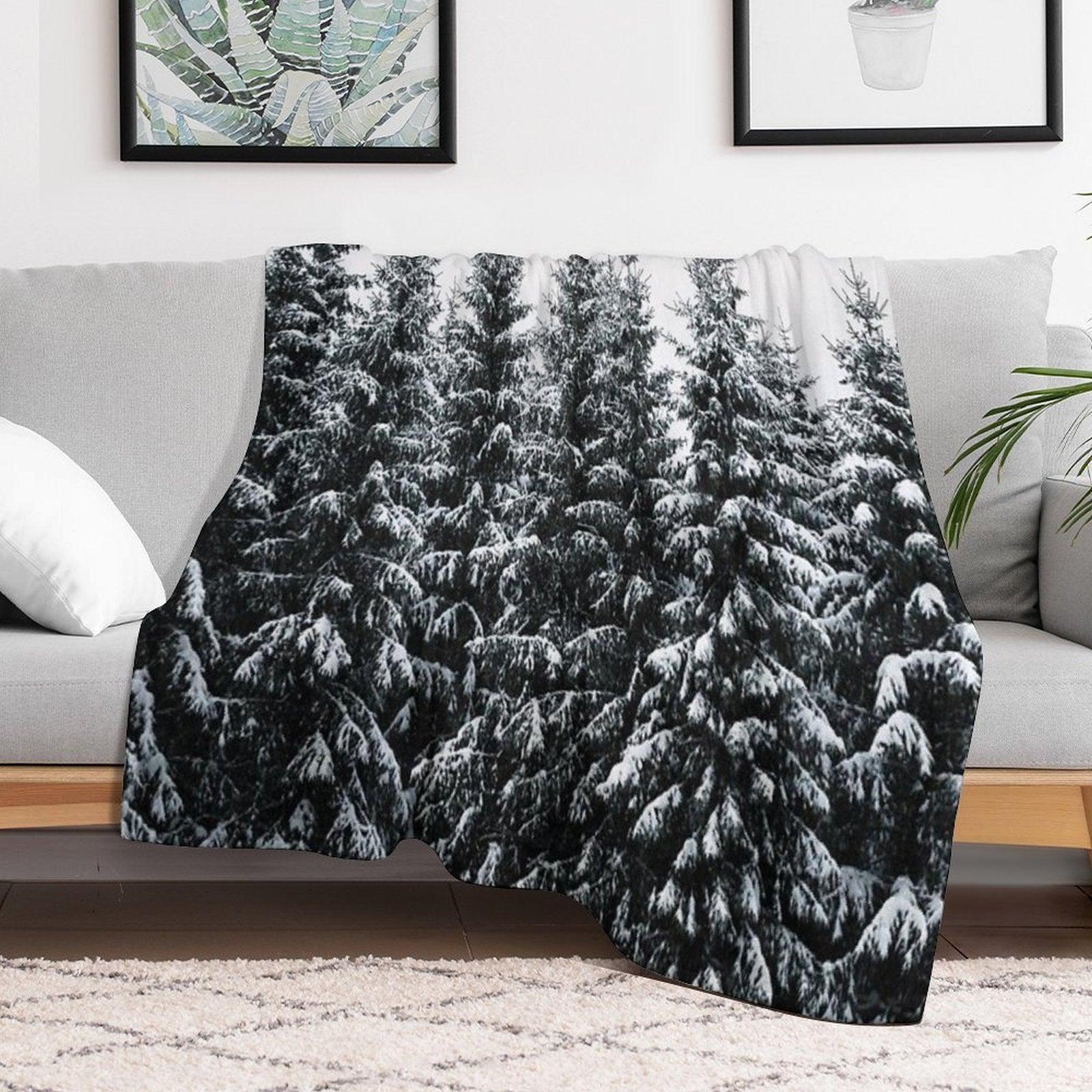 The White Bunch  Misty Moody Foggy Milky Winter Wonderland Forest With Cascadia Trees Covered In Magic Fog Throw Blanket