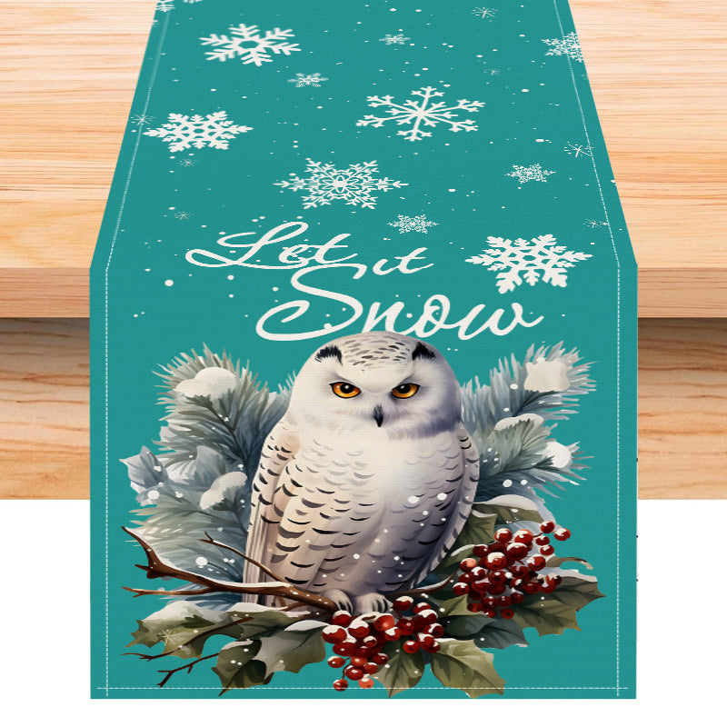 Owl Linen Table Flag Christmas Day Table Decoration Tablecloth Kitchen Restaurant Tablecloth Tea Table Cloth