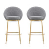 Gold & Gray Upholstered Bar Stools with Backrest – Modern Glam Counter Stools (Set of 2)