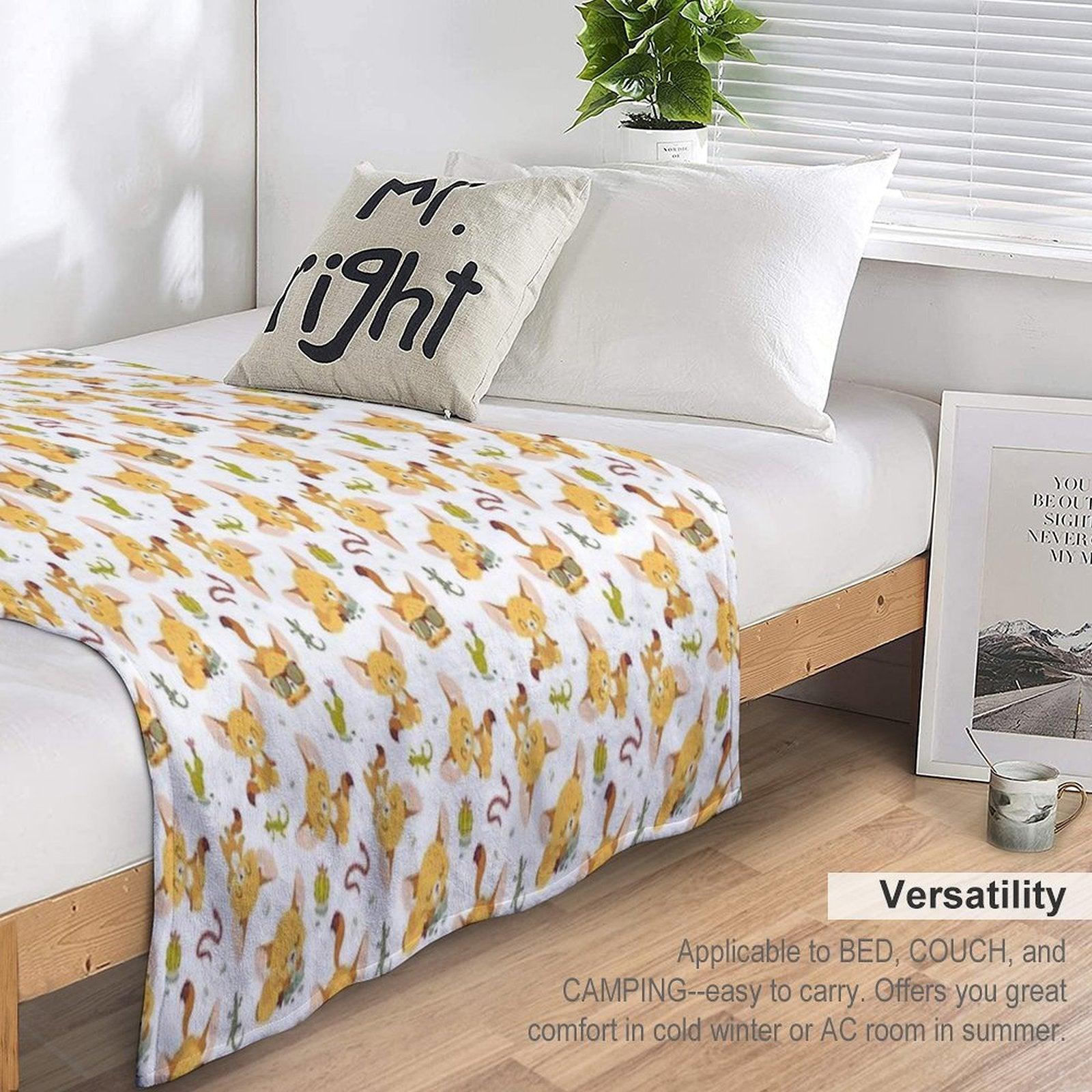 Cartoon Style Fenech Throw Blanket