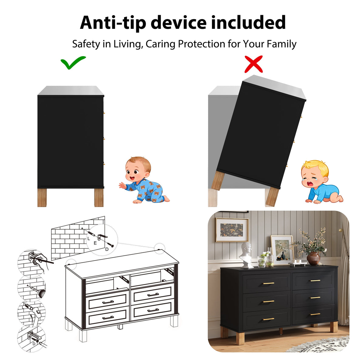 6-Drawer Double Dresser