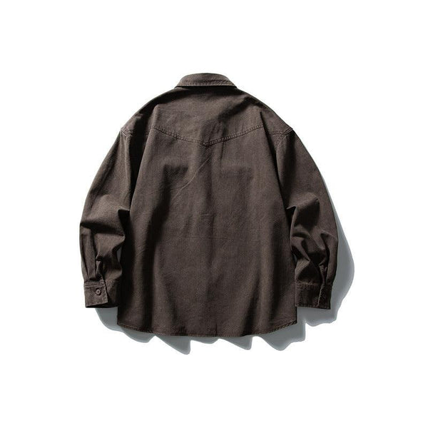 Used washed casual loose long sleeved shirt jacket men's workwear shirt