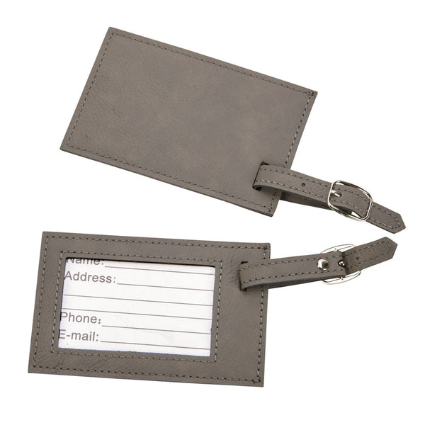 Leatherette Luggage Tag, Grey 2.75