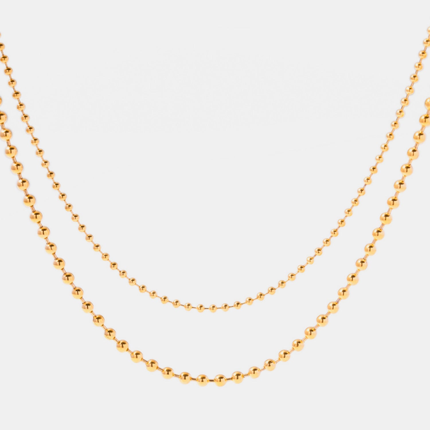 Double Layered Gold Bead Chain Necklace