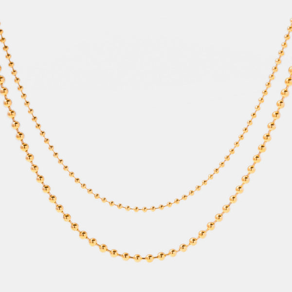 Double Layered Gold Bead Chain Necklace