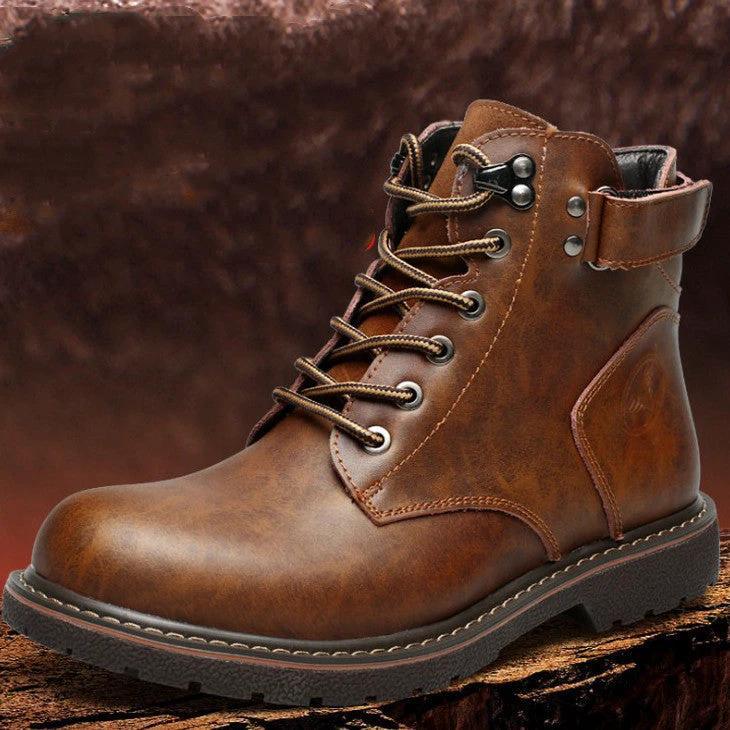 Men's Fleece-lined Martin Boots Casual Mid-top
