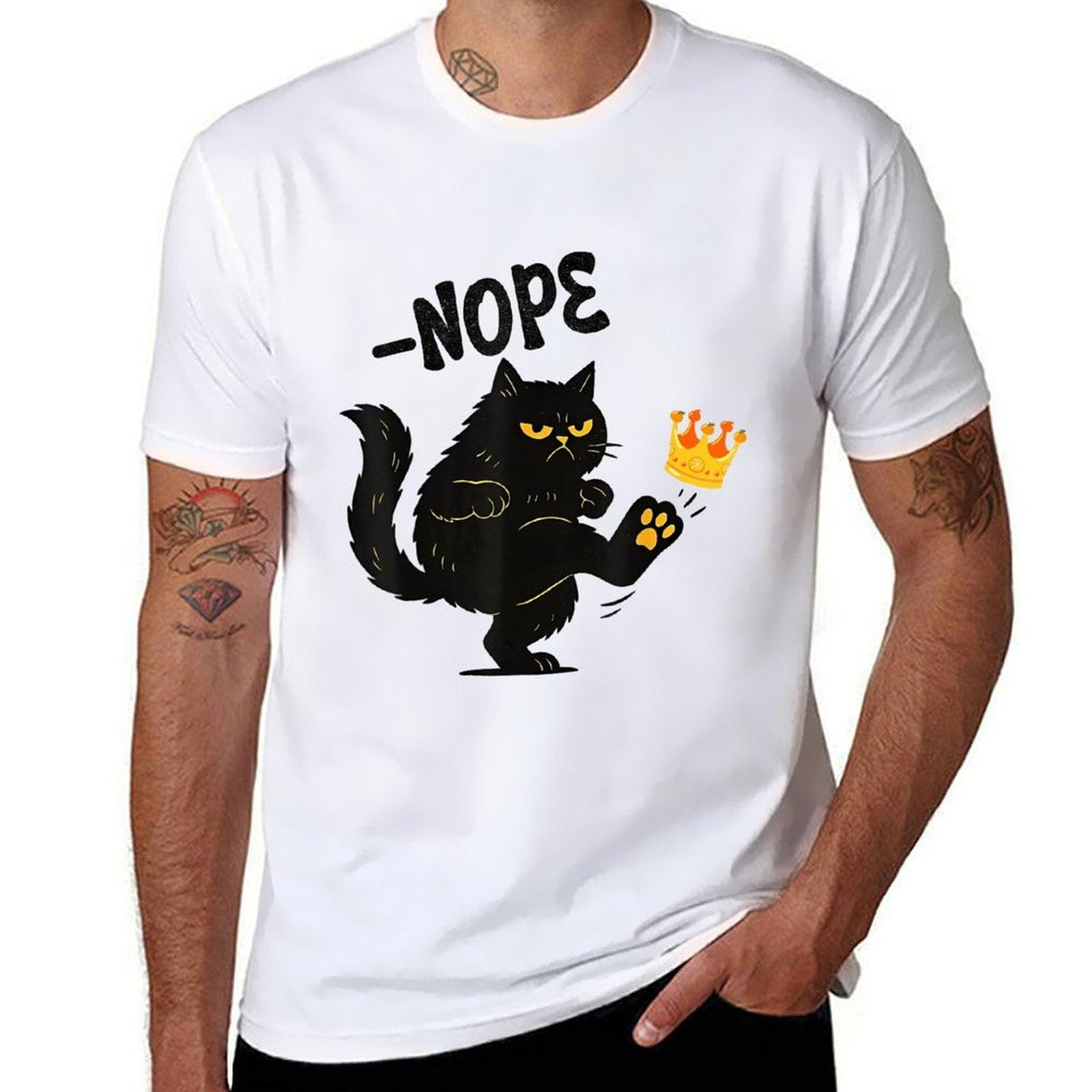 No King Nope King Funny Black Cat Men Women  Polyester Blend T-Shirt