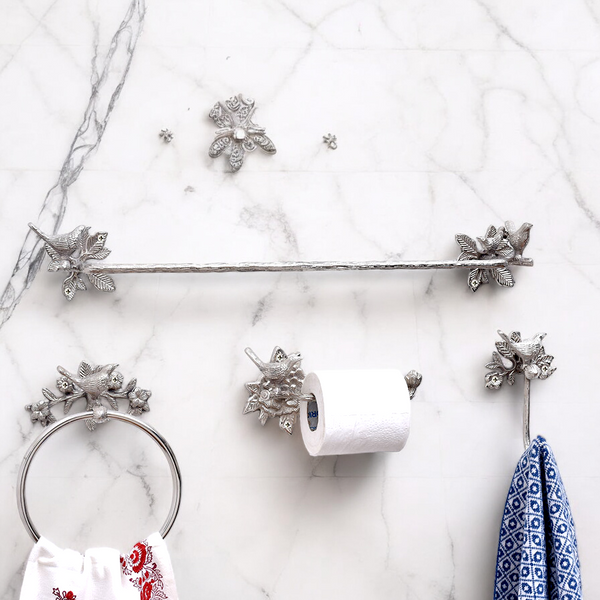 Brass Bird Towel Rack - Chrome Finish