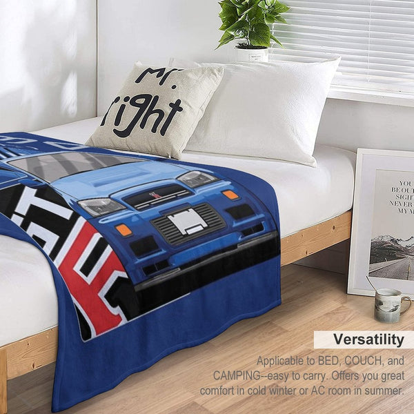Skyline GTR R34 Blue Drawing Vector Travel-friendly Throw Blanket