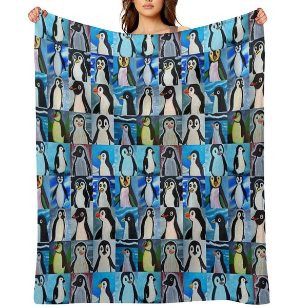 Penguins (Tiled Pattern) Velvety-soft Throw Blanket