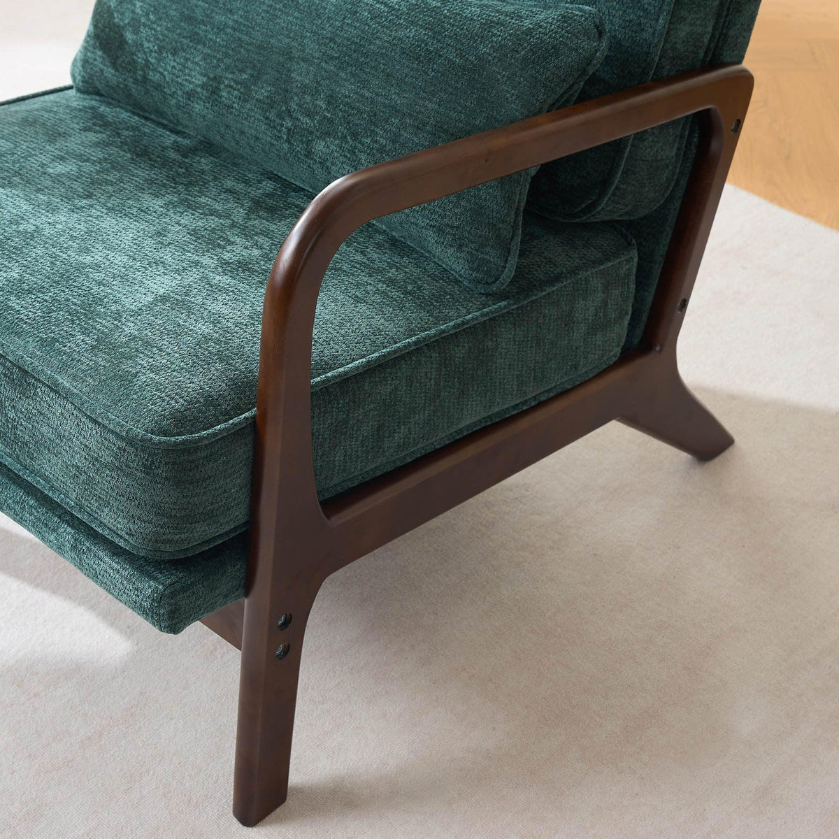 Dark Green Mid‑Century Accent Chair