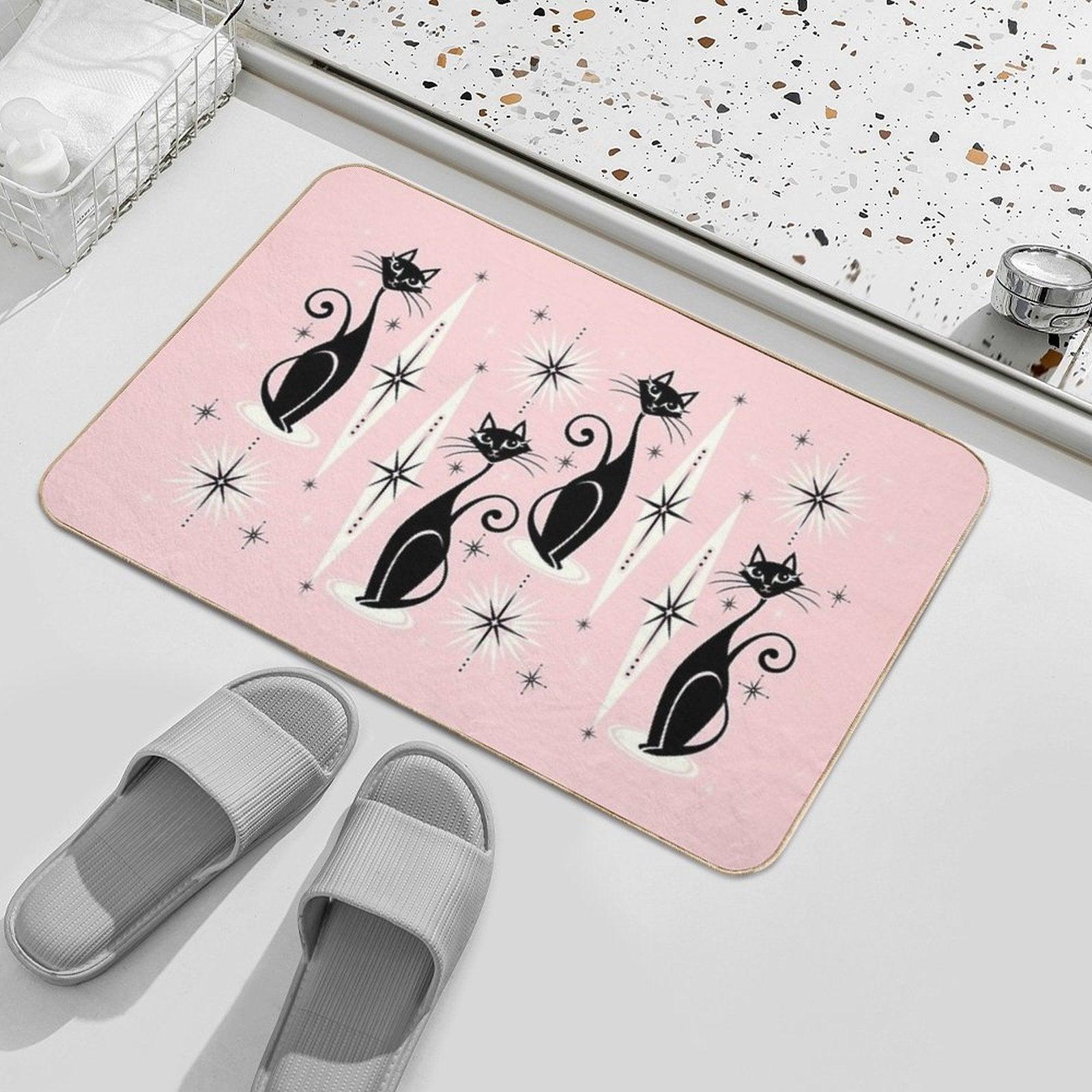 Mid Century Meow Retro Atomic Cats LG ©studioxtine Bath Mat