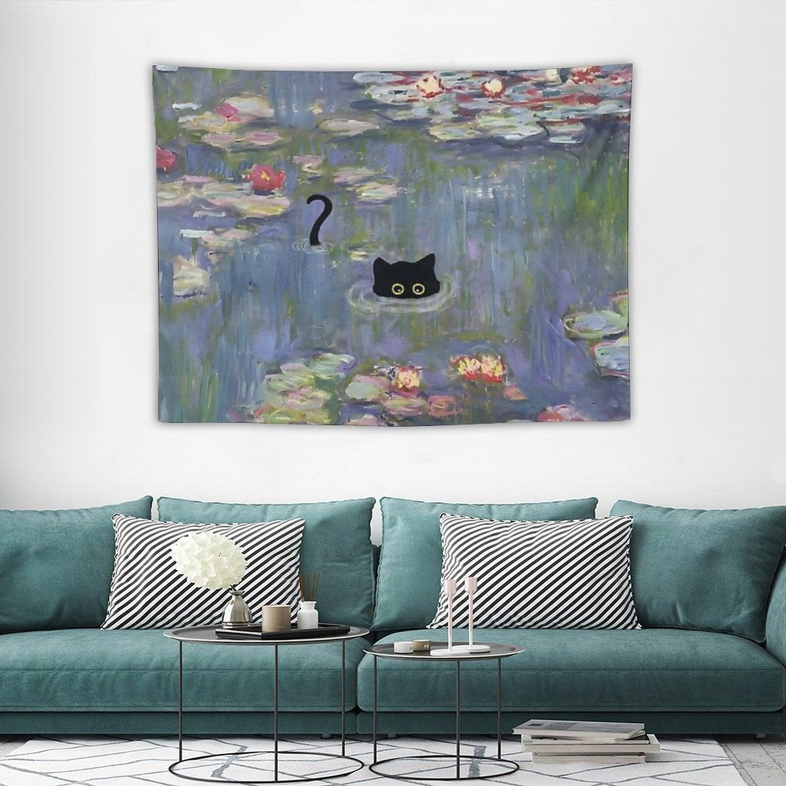 Cat Monet Waterlily Tapestry
