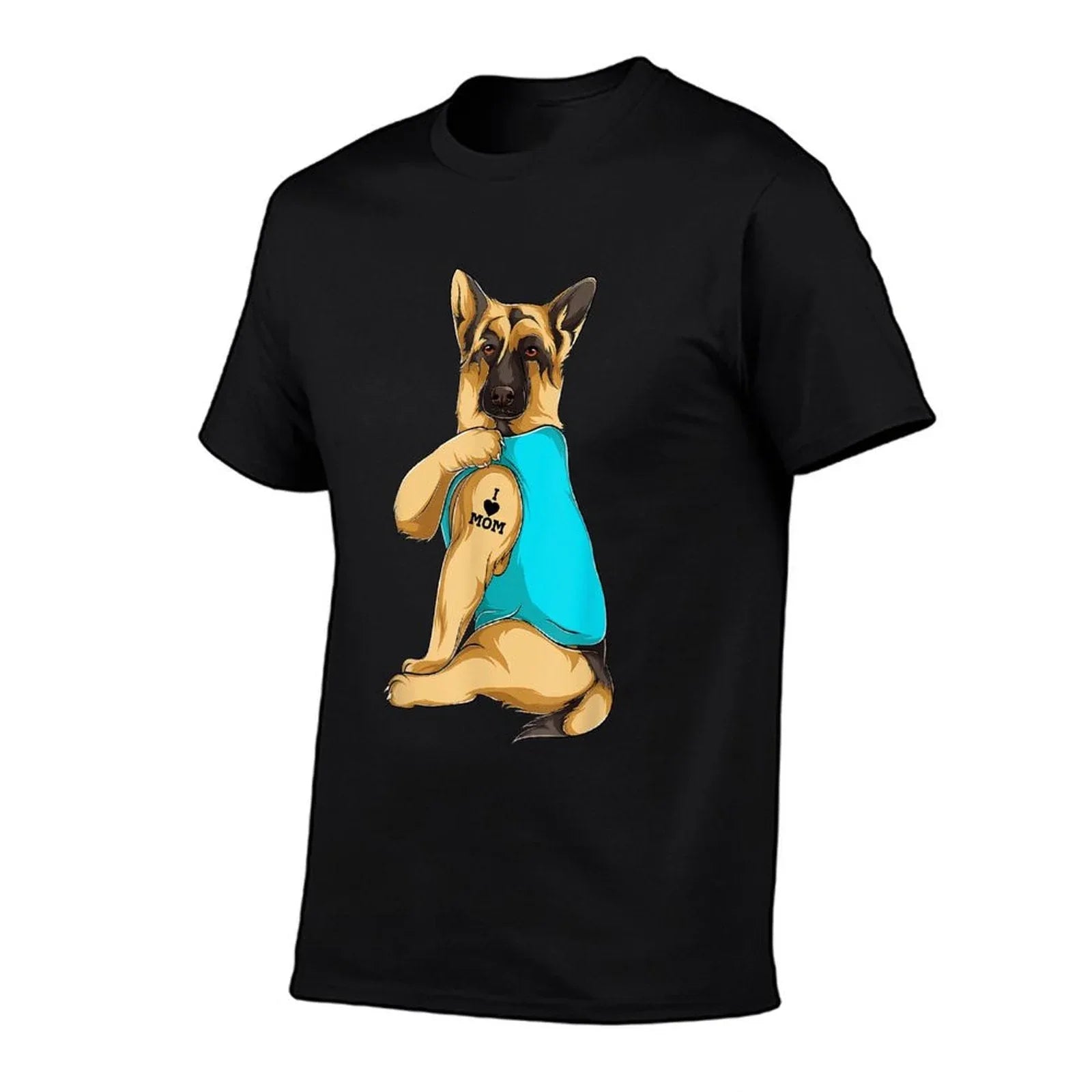 German Shepherd I Love Mom Tattoo Apparel Dog Mom Gift Women T-Shirt
