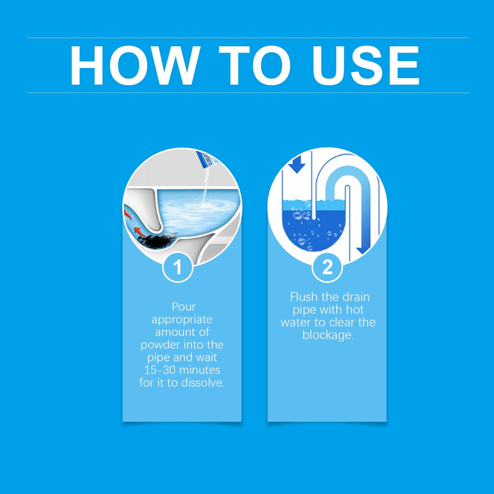 Drain Blockage Removal Powder, Kitchen Bathroom Floor Drain Pipe Cleaning Decontamination Desalting Odor