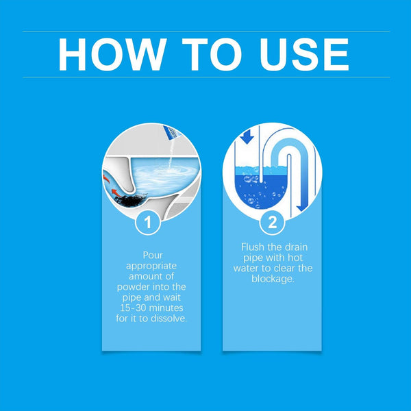 Drain Blockage Removal Powder, Kitchen Bathroom Floor Drain Pipe Cleaning Decontamination Desalting Odor