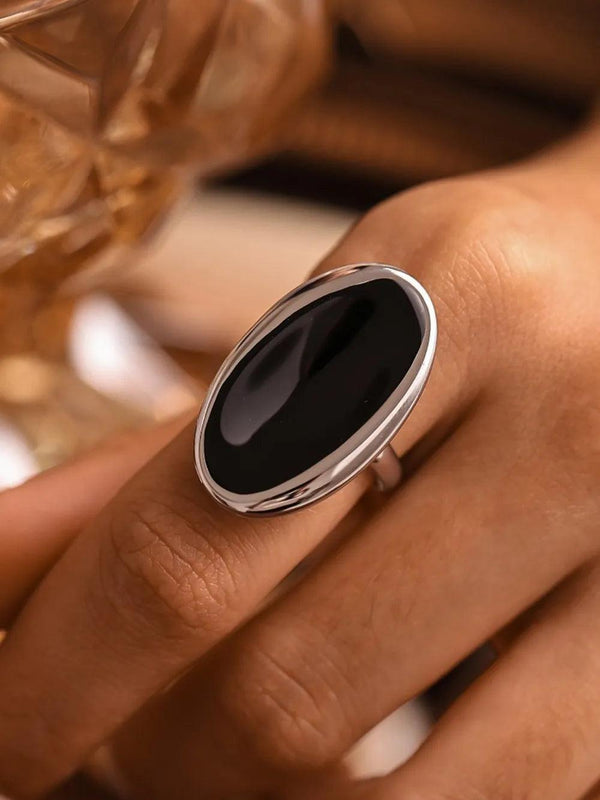 Elliptical Open Ring French Light Luxury Drip Oil Heavy Industry Casting Stainless Steel
